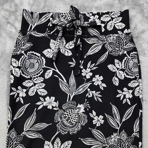 Classic Concepts Skirt Womens S Black White Floral Tie Front Pencil Stretch - Picture 2 of 8